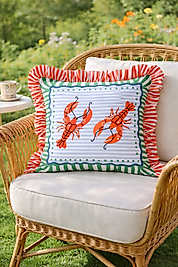 Yengeç Desenli Fırfırlı Kırlent