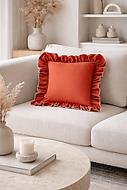 Fırfırlı Country Kırlent Kılıfı Tarçın