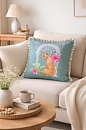 Leopar Desenli Fırfırlı Kırlent