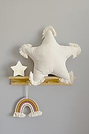 Yıldız Şeklinde Bohem Bebek Çocuk Odası Dekoratif Yastık Püsküllü Krem