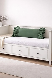 Fırfırlı Yeşil Uzun 40x100 Kırlent Yastık (İÇİ DOLGULU)