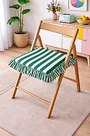 Yeşil Çizgili Fırfırlı Marin Sandalye Minderi