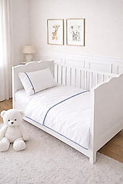 %100 Pamuk Mavi Biyeli Nevresim Takımı