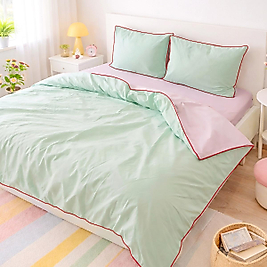 Renkli Biyeli Çift Kişilik Nevresim Takımı (Çift Taraflı Kullanım)