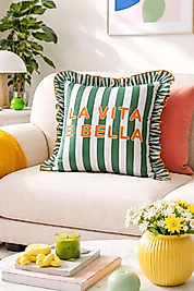 La Vita E Bella Çizgili Fırfırlı Kırlent