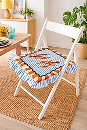 Istakoz Desenli Fırfırlı Marin Sandalye Minderi