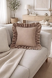 Fırfırlı Country Kırlent Kılıfı Toprak