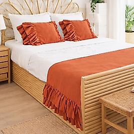 Çift Kişilik Yatak Runner Seti Tarçın Fırfırlı