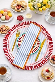 Sloganlı Yuvarlak Amerikan Servis