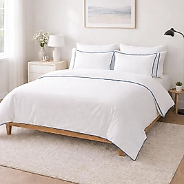 Çift Kişilik Basic Mavi Biyeli Nevresim Takımı