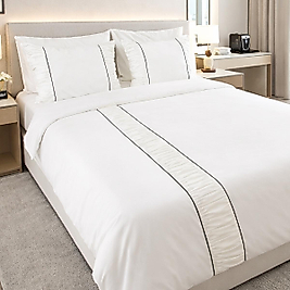 Çift Kişilik Simple Life Biyeli Fırfırlı Nevresim Takımı