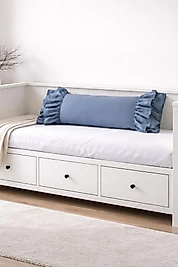 Fırfırlı Mavi Uzun 40x100 Kırlent Yastık (İÇİ DOLGULU)