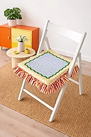 Çizgili Fırfırlı Marin Sandalye Minderi