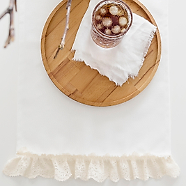 Dantelli Fistolu Vintage Iskandinav Beyaz Runner