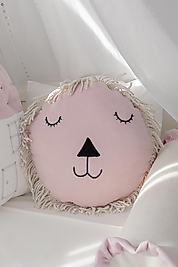 Aslan Şeklinde Bohem Bebek Çocuk Odası Dekoratif Yastık Püsküllü Pembe