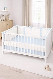 Fırfırlı Bumper/Yan Koruma Seti 60x120 Mavi