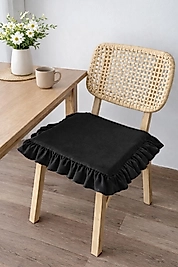 Fırfırlı Siyah Iskandinav Sandalye Minderi