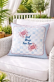 Yengeç Desenli Kırlent Kılıfı