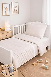 %100 Pamuk Beyaz Biyeli Nevresim Takımı