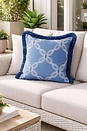 Püsküllü Marin Kırlent Kılıfı