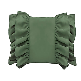 Fırfırlı Vintage Kırlent Kılıfı Yeşil