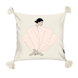 Püsküllü Iskandinav Art Kırlent Kılıfı