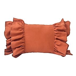 Fırfırlı Vintage Kırlent Kılıfı Tarçın