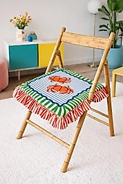 Yengeç Desenli Fırfırlı Marin Sandalye Minderi