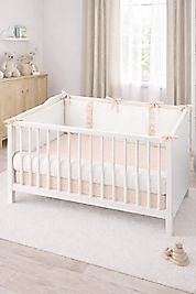 Fırfırlı Bumper/Yan Koruma Seti 60x120 Somon/Pudra