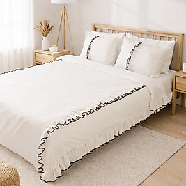 Çift Kişilik Simple Life Fırfırlı Nevresim Takımı